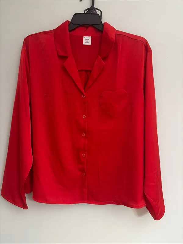 No Boundaries New! Red Satin Heart Pocket Sleep Set size XXL (20) - Image 2