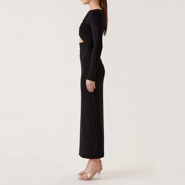 Sophie Rue Stella Ruched Jersey Maxi Dress Long Black Cutout Stretchy NWT Size M - Image 10