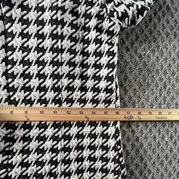 Chris‎ McLaughlin Houndstooth Sheath Dress Black White Short Sleeve Size 6 Retro - Image 9