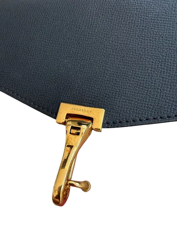 BURBERRY House Check Canvas Black Leather Macken Crossbody Bag - Image 11