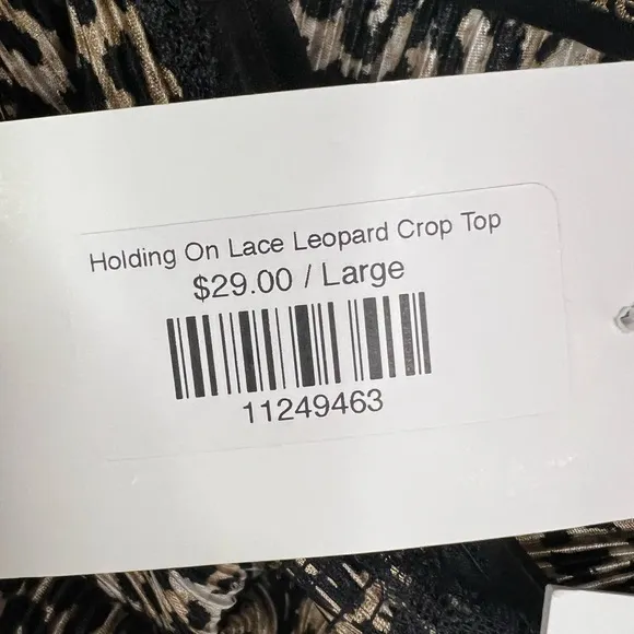 Endless Blu Holding‎ On Lace Leopard crop top size large new with tags Black - Image 7