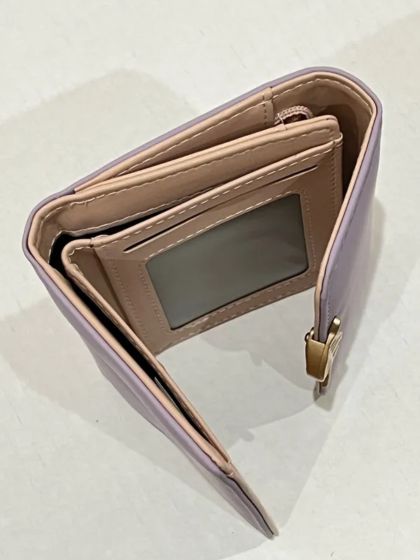 Roulens Lavender Purple RFID Blocking PU Leather Leaf Pendant Card Holder Wallet - Image 4