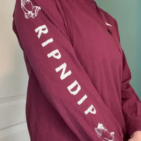 Ripndip Maroon Long Sleeve with White Graphics - Image 2