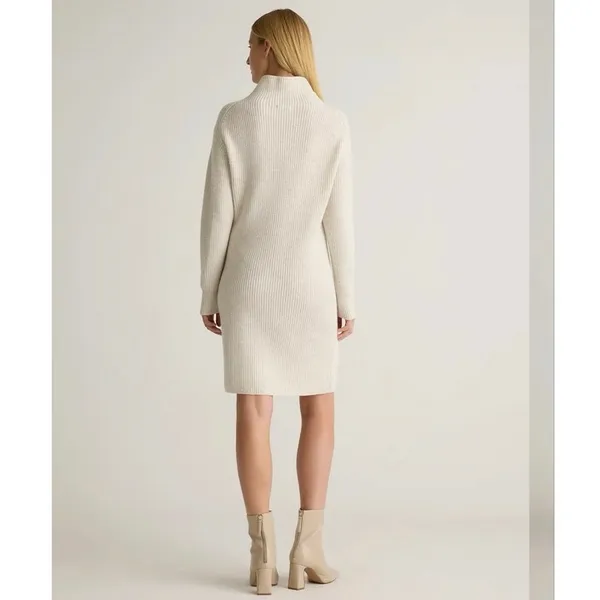 Quince Size XL Sweater Dress Australian Merino Wool Turtleneck Heather Bone - Image 2