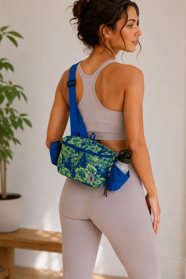 NEW Free People Movement FP Blue Woodblock Floral Happy Packer Cargo Sling Bag - Image 2