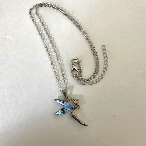 Silver tone and blue tinker bell pendant necklace - Image 2