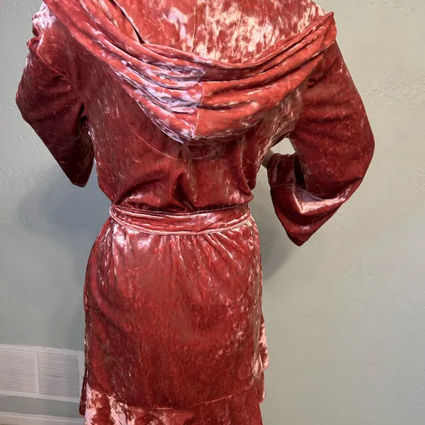 Betsey Johnson dark Pink Velvet Robe with Ruffled Collar - Image 10