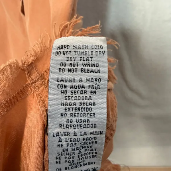 Thread Supply M Button Down Shirt Dress Peach Burnt Tangerine Boho Lyocell‎ - Image 8