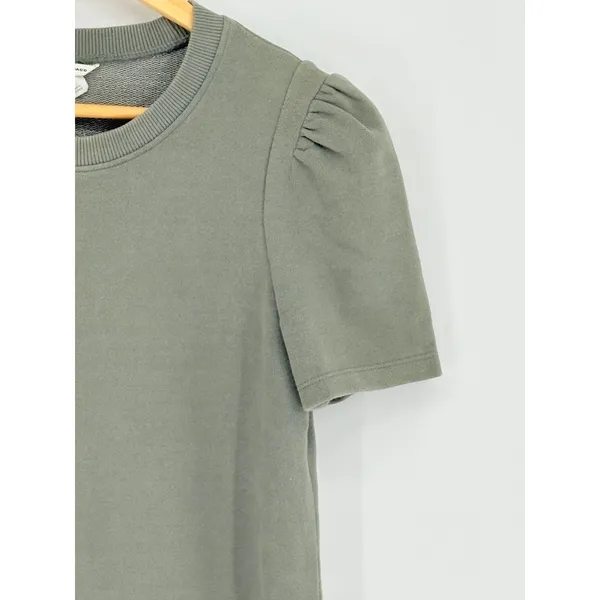 Club Monaco Darleigh Dress Womens‎ Small Sage Green Puff Sleeve Sweatshirt Mini - Image 2