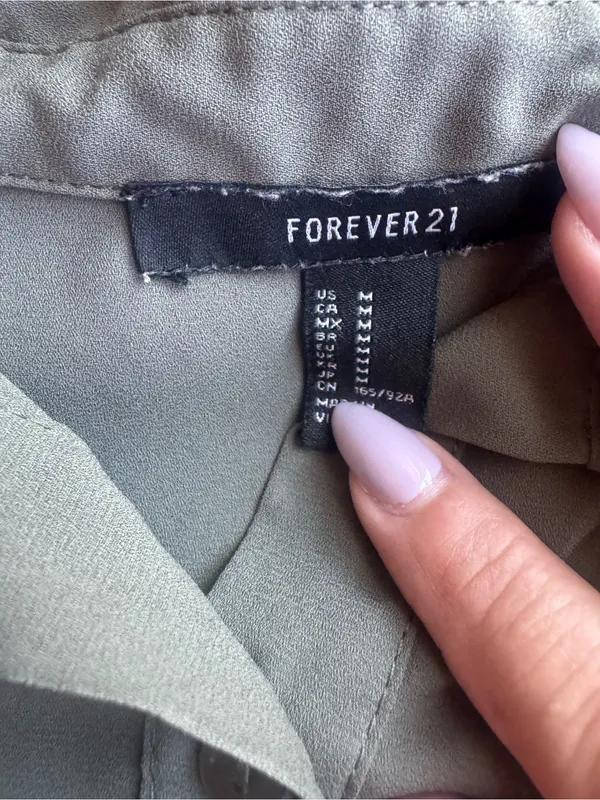 Forever 21 Olive Green Collared Mini Shirt Dress - Image 5
