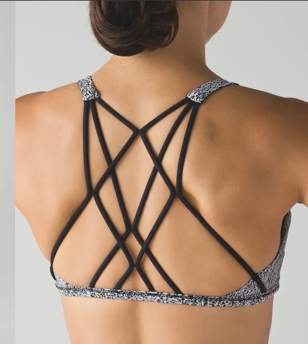 Lululemon Free To Be Zen Bra Power Luxtreme Spray Jacquard White Black - size 4 - Image 2