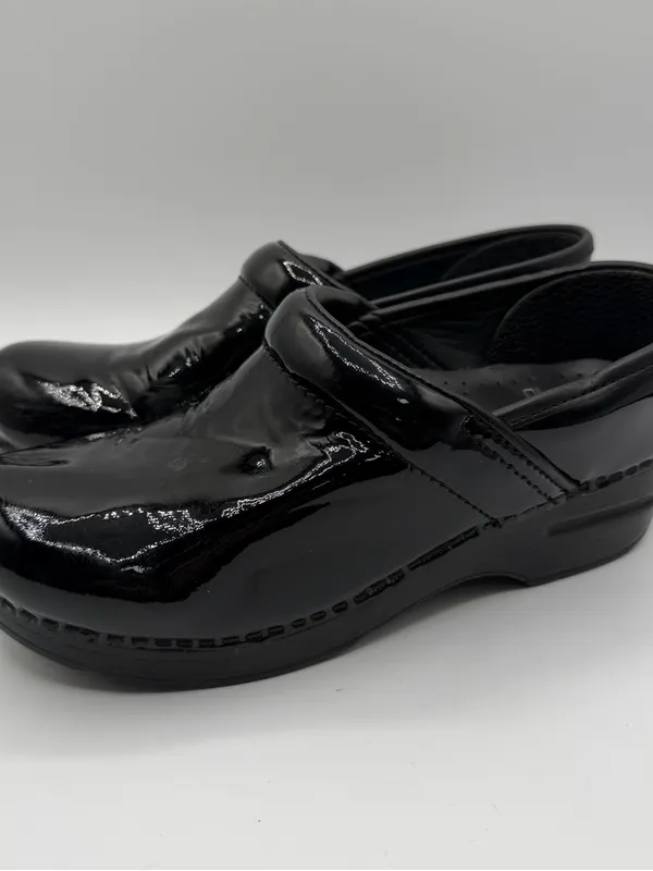 Dansko Balance Black Patent Leather Clogs EU 37 US 6.5-7 Slip On Comfort Shoes - Image 3