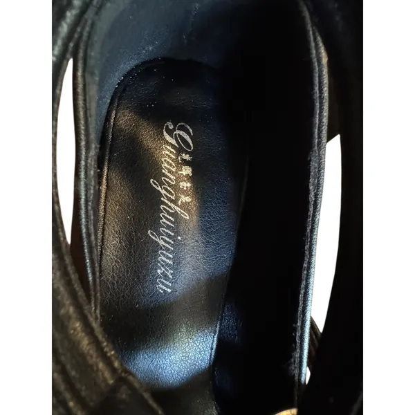 Guanghuiyuzu Black Pointed Toe Buckle Strappy Block Heels‎ Women's Size 35 - Image 16