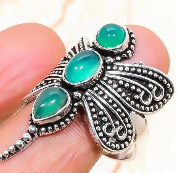 Green Onyx Dragonfly Ring - Image 4