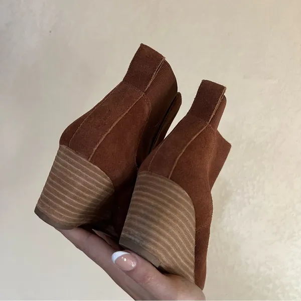 Land’s End brown suede wedge heeled bootie 9 - Image 5