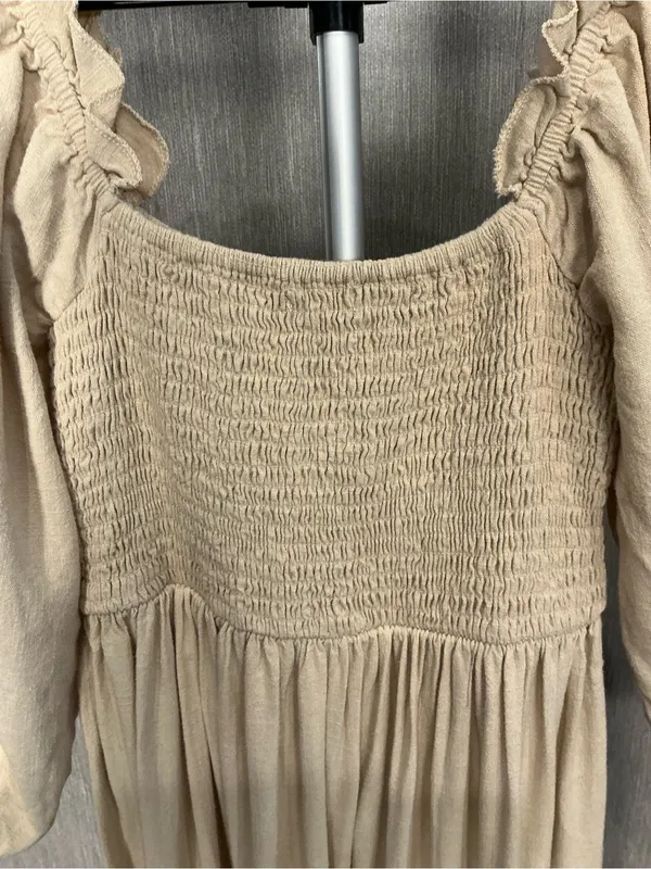 Women’s Cream Smocked Off-Shoulder Maxi Dress Size 2 - Image 10