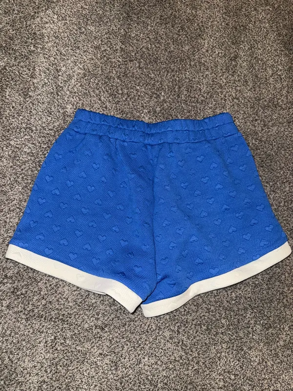 Umgee Raised Hearts Knit Lounge Shorts Blue Size S NWT - Image 3