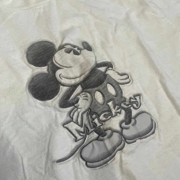 Vintage Disney Store Mickey Mouse Sketch Graphic T-Shirt White Made in USA‎ Med - Image 2