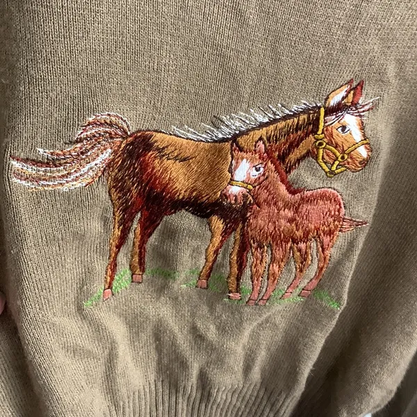 Vintage Le Moda Horsin Around Embroidered Horse Sweater Size XL - Image 5