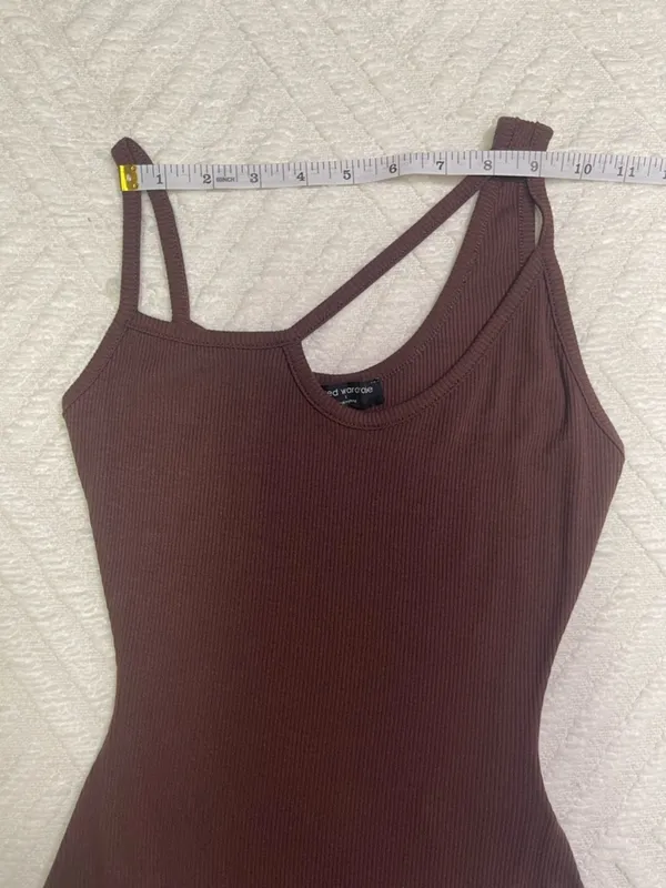 Naked Wardrobe Brown Ribbed Tank Top Bodysuit - Image 9