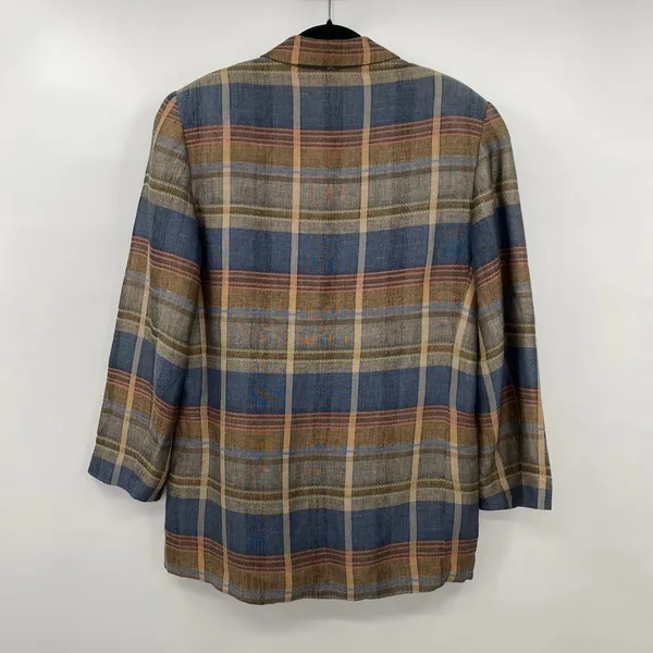 Vintage Express Plaid Madras Blazer Jacket 3 Button Oversized Boxy Size Small - Image 5