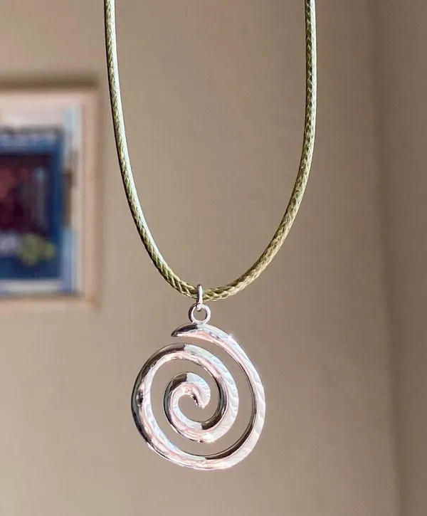 Handmade stainless steel spiral swirl uzumaki funky boho grunge style necklace🌀 - Image 2