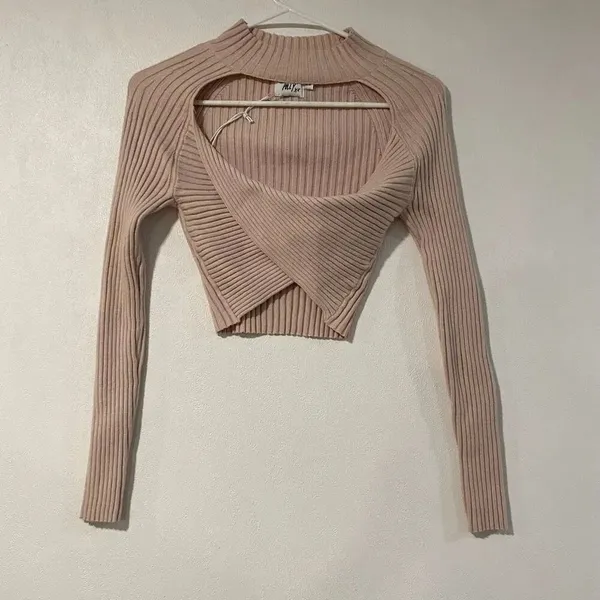 NWT Princess Polly Ribbed Cutout Crop Sweater Top S/M Balletcore - Image 2