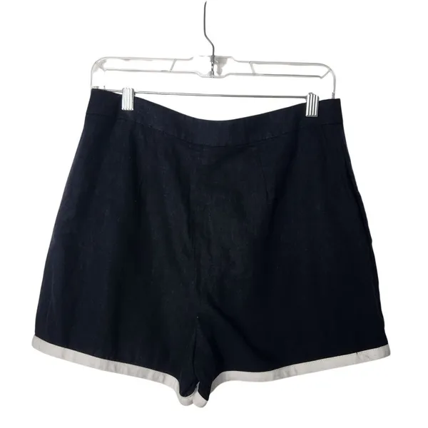 Scoop Black White Trim Linen Blend Side Zip Wrap Casual Skort Size Small 4-6 - Image 5