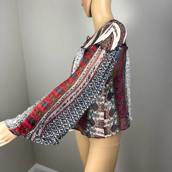 Twelfth Street By Cynthia Vincent‎ Peasant Blouse Silk Long Sleeve Size Sz L - Image 7