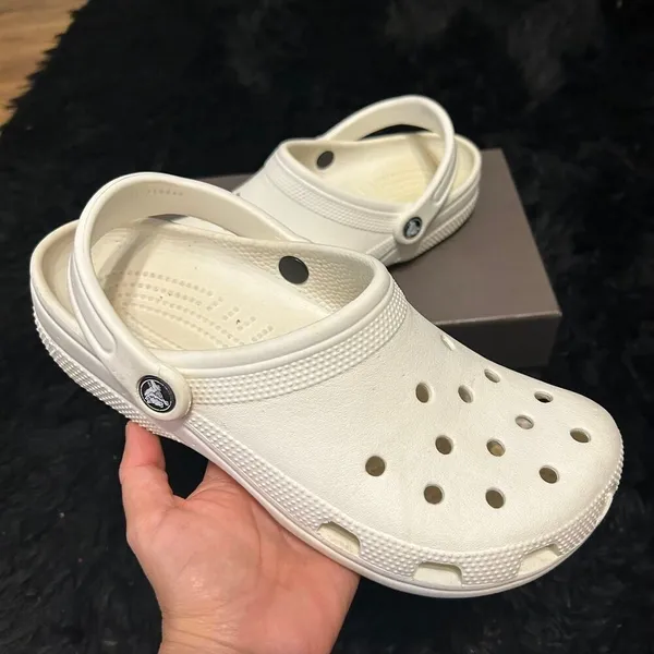 CROCS white clogs mules sandals shoes women’s 9 / mens 7 Preowned - Image 2