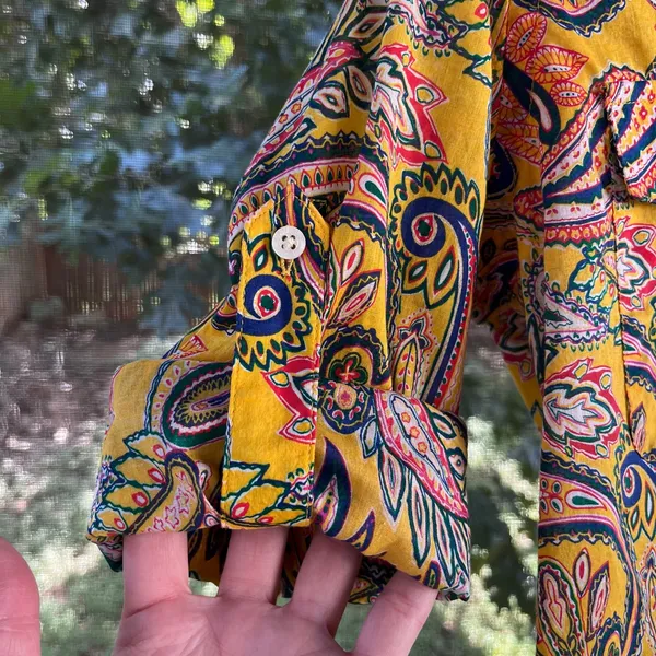 Lauren Ralph Lauren Women's Vintage Yellow Paisley Button Down Shirt Size S - Image 4