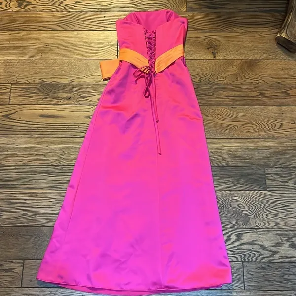 Alfred Angelo Pink and Orange strapless gown, size‎ 2 C30 - Image 5