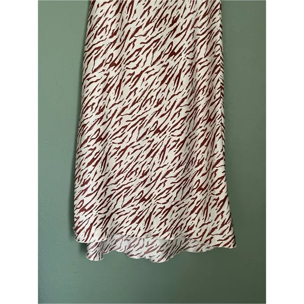Abercrombie & Fitch Satin Midi Skirt Size XXS Abstract Cream Brown Tree Branches - Image 5