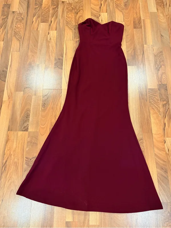 Strapless Burgundy Mermaid Evening Dress - Image 5