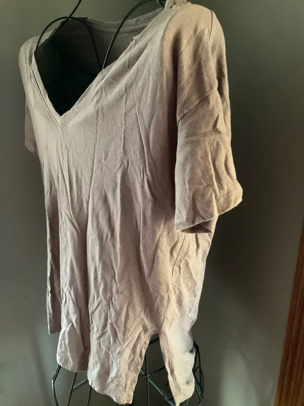 Abercrombie & Fitch Light Brown V-Neck Short Sleeve Boyfriend Tee Sz. L - Image 3