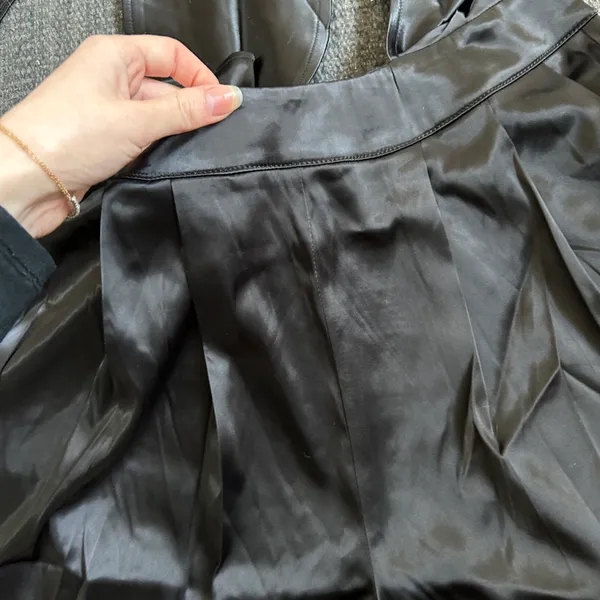 Black satin self tie wrap around classy romper Size XS - Image 4