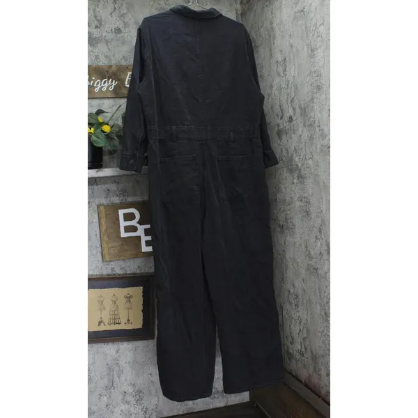 NEW Universal Thread Womens Long Sleeve Utility Baggy Denim Jumpsuit Black 17 - Image 5