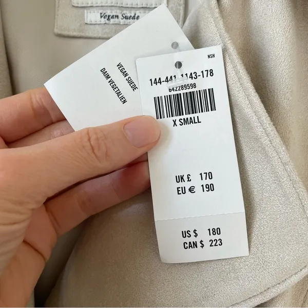 Abercrombie & Fitch Vegan Suede Trench Coat Cream Size XS Luxury Neutral - Image 11