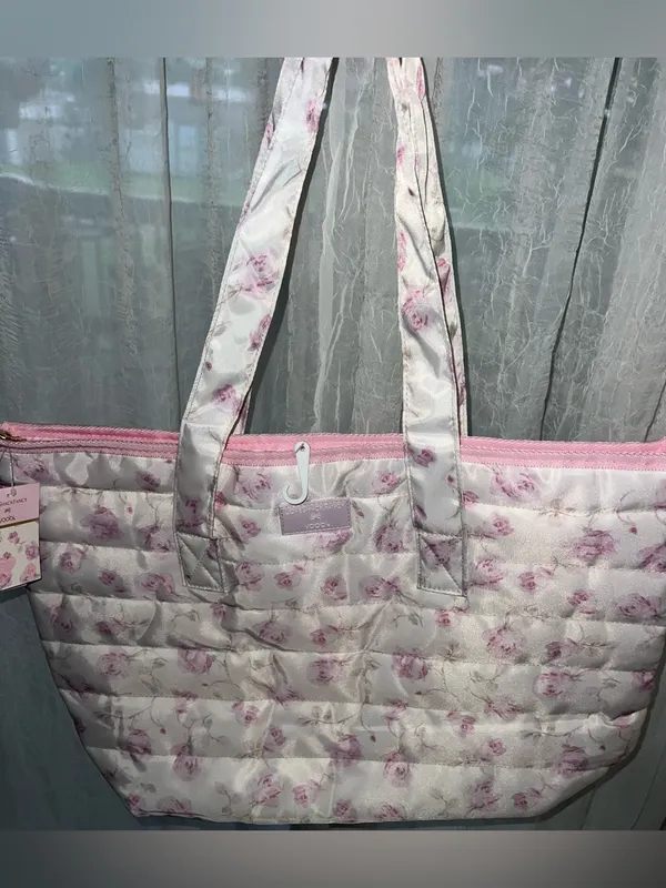 LoveShackFancy x Target - Yoobi Ribbon Rosa Quilted Tote Bag Sterling Dusk - Image 5