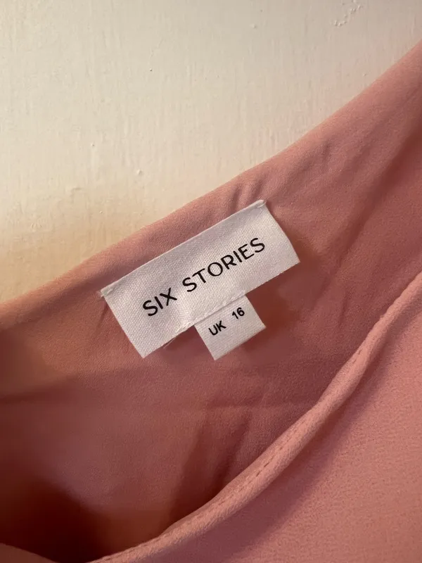 Six Stories One Shoulder Pleated Waist Chiffon Bridesmaid Dress - Peony Pink - 12 - Image 3