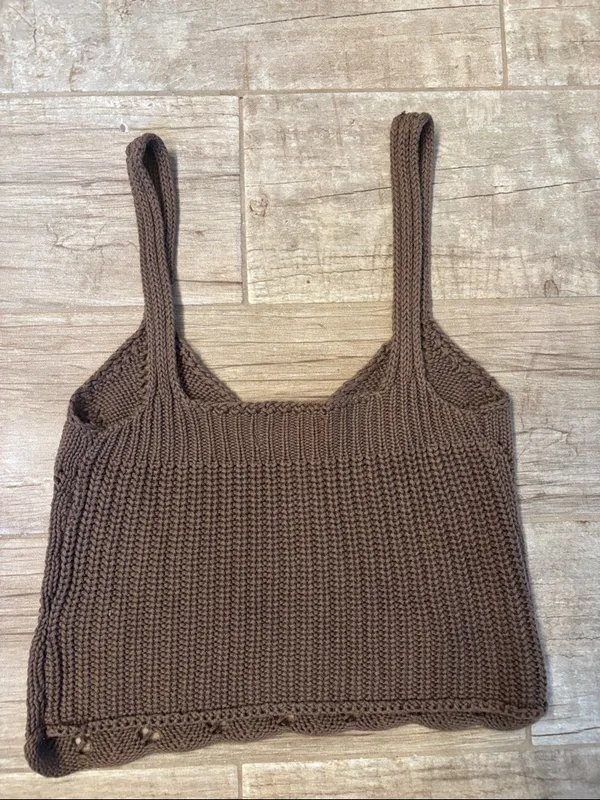 Solai Brown Knit Tank Top - Image 3