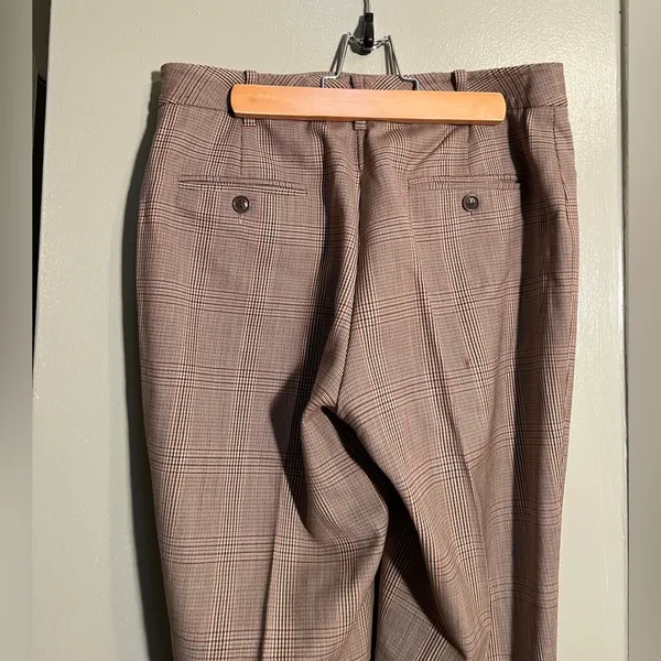 346 Brooks Brothers Women's Size 4 Wool Trousers Dress Pants Brown Tan Plaid - Image 6