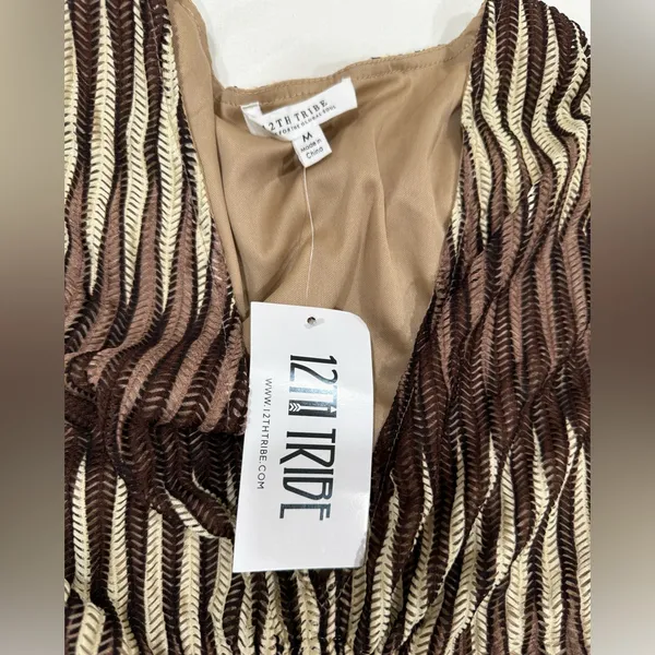 12th Tribe Brown Striped Mini Dress with Cutouts - Image 4