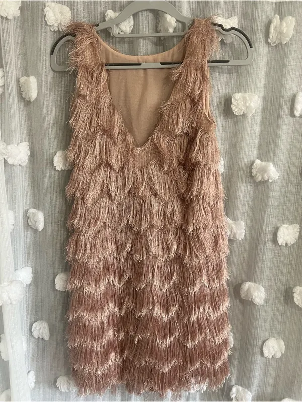 Zara Textured Fringe Women's dress - Blush - Image 2