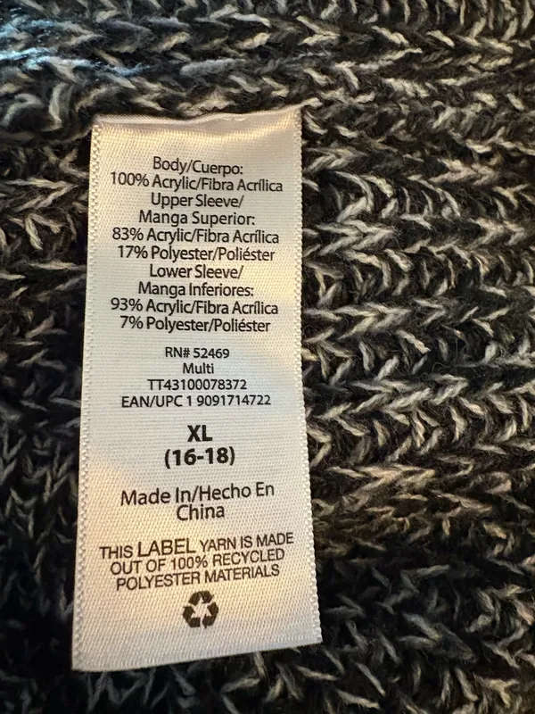 Time & Tru size XL black & grey sweater - Image 6