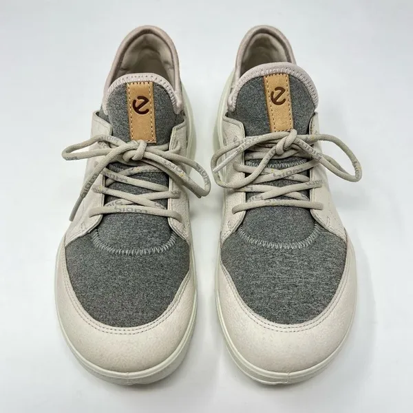 ECCO Biom Street Lace Gravel Wild Dove Gray and Cream Leather Sneaker Size 6.5 - Image 2