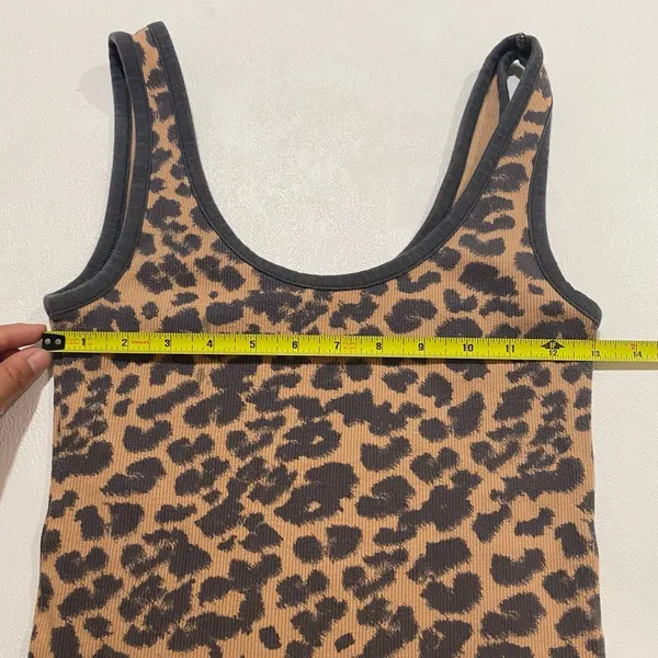 Aerie Leopard Print Ribbed Tank Top Size Medium Y2K Animal Print Fitted - Image 4