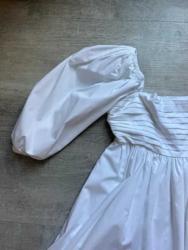 Abercrombie & Fitch Emerson Puff Sleeves Square Neck White Poplin Mini Dress XS - Image 5
