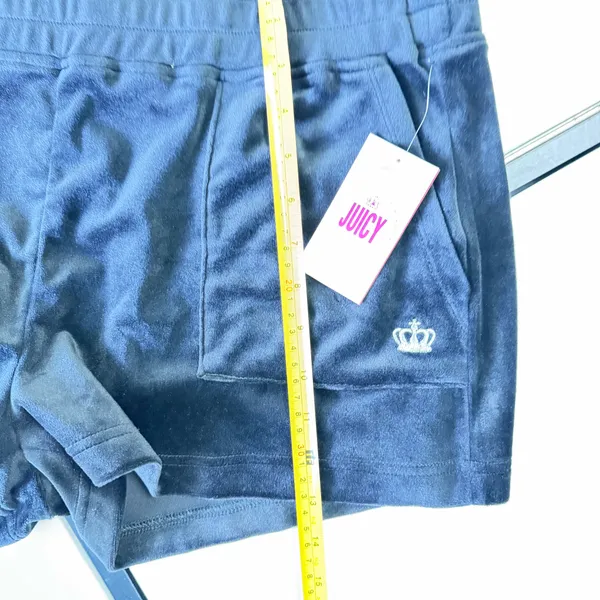 NWT Juicy Couture Women's Black Velour Shorts - Size Large 🖤✨ - Image 9