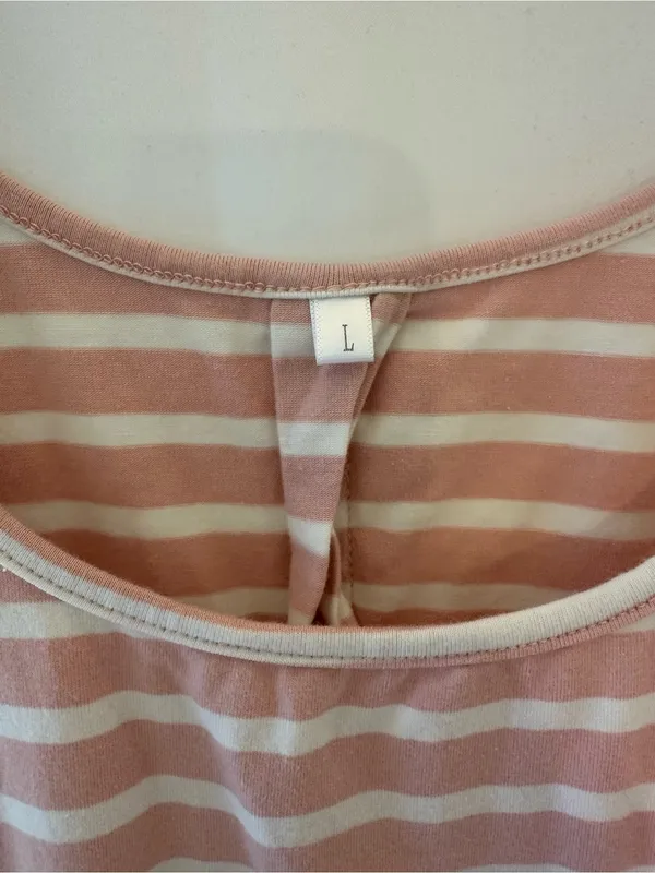 Striped Sleeveless Swing Tank Top - Pink and White - Image 2